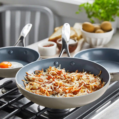 Valencia Pro Ceramic Nonstick 8", 9.5", and 11" Frypan Set | Taupe