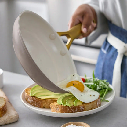 Reserve Pro Ceramic Nonstick 8", 10" and 12" Frypan Set | Latte