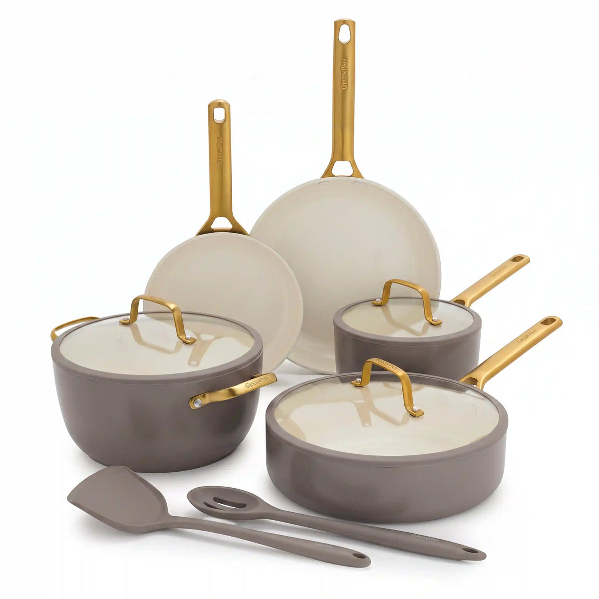Reserve Pro Ceramic Nonstick 10-Piece Cookware Set | Latte