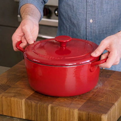Bobby Flay by GreenPan 5.5-Quart Enameled Cast Iron Dutch Oven 3-Piece Set | Red