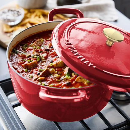 Bobby Flay by GreenPan 5.5-Quart Enameled Cast Iron Dutch Oven 3-Piece Set | Red