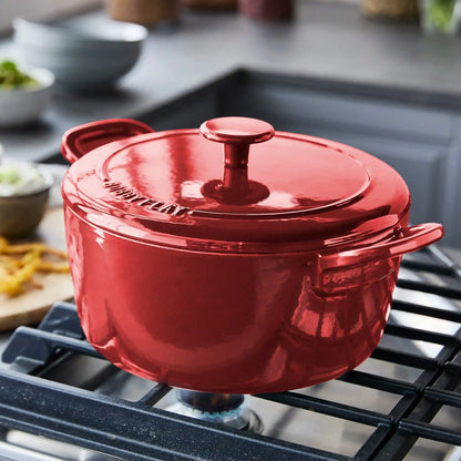 Bobby Flay by GreenPan 5.5-Quart Enameled Cast Iron Dutch Oven 3-Piece Set | Red