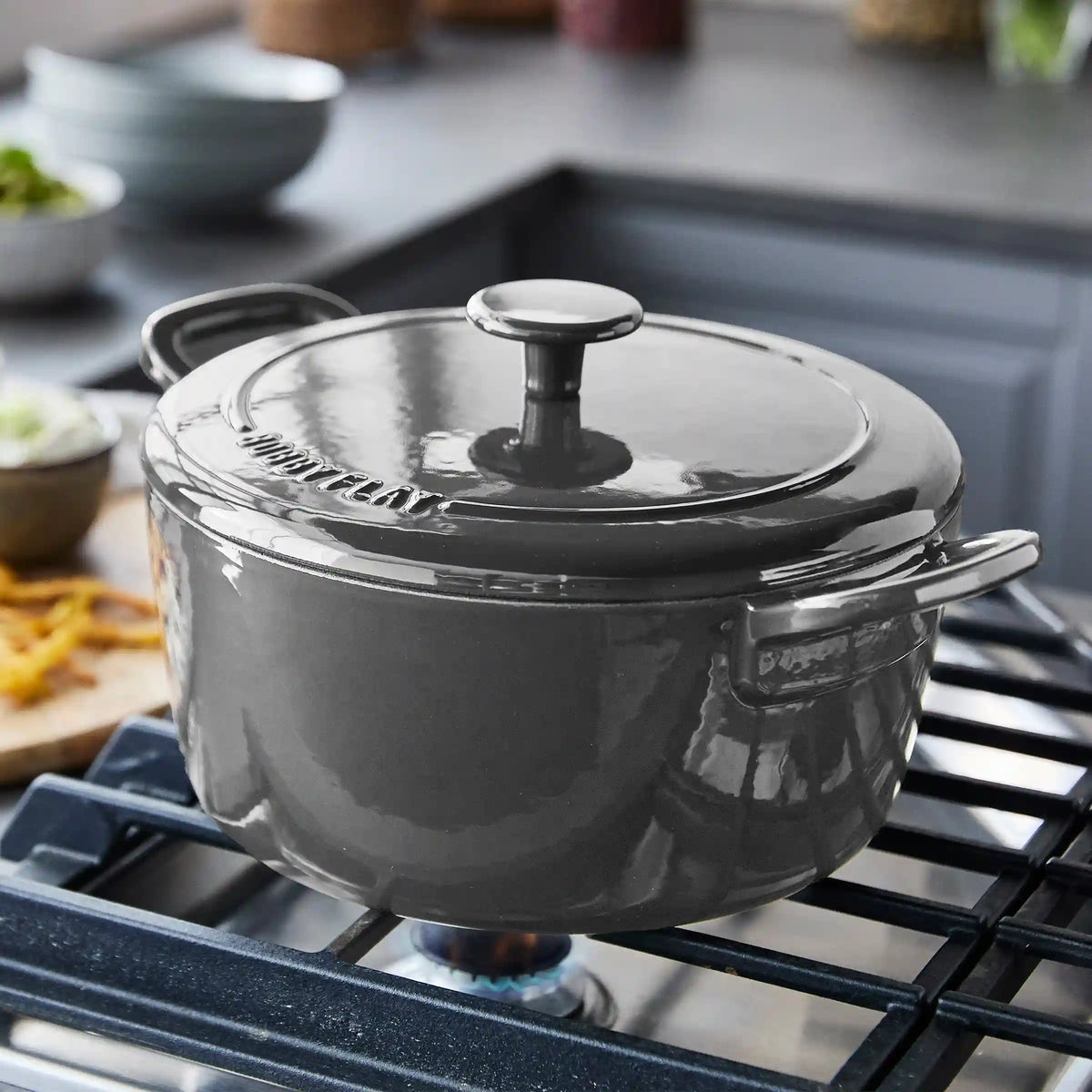 Bobby Flay by GreenPan 5.5-Quart Enameled Cast Iron Dutch Oven 3-Piece Set | Slate
