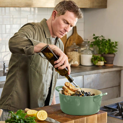 Bobby Flay by GreenPan 5.5-Quart Enameled Cast Iron Dutch Oven 3-Piece Set | Sage