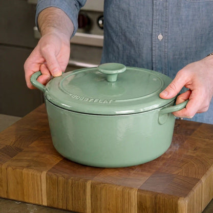 Bobby Flay by GreenPan 5.5-Quart Enameled Cast Iron Dutch Oven 3-Piece Set | Sage