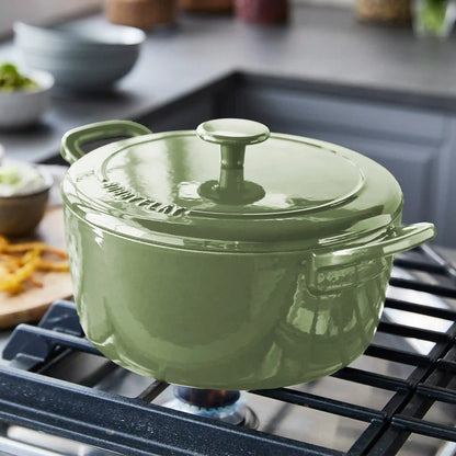 Bobby Flay by GreenPan 5.5-Quart Enameled Cast Iron Dutch Oven 3-Piece Set | Sage