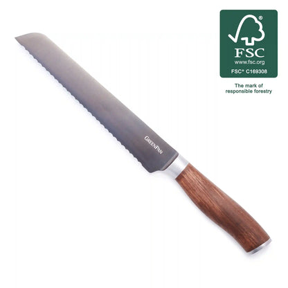 Premiere Titanium Cutlery 8" Bread Knife with Walnut Handle