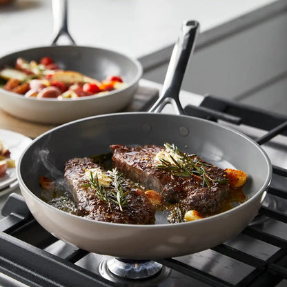 GP5 Colors Ceramic Nonstick 9.5" and 11" Frypan Set with Mirror Handles | Taupe