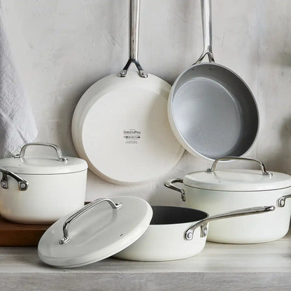 GP5 Colors Ceramic Nonstick 11-Piece Cookware Set with Mirror Handles | Cloud Cream
