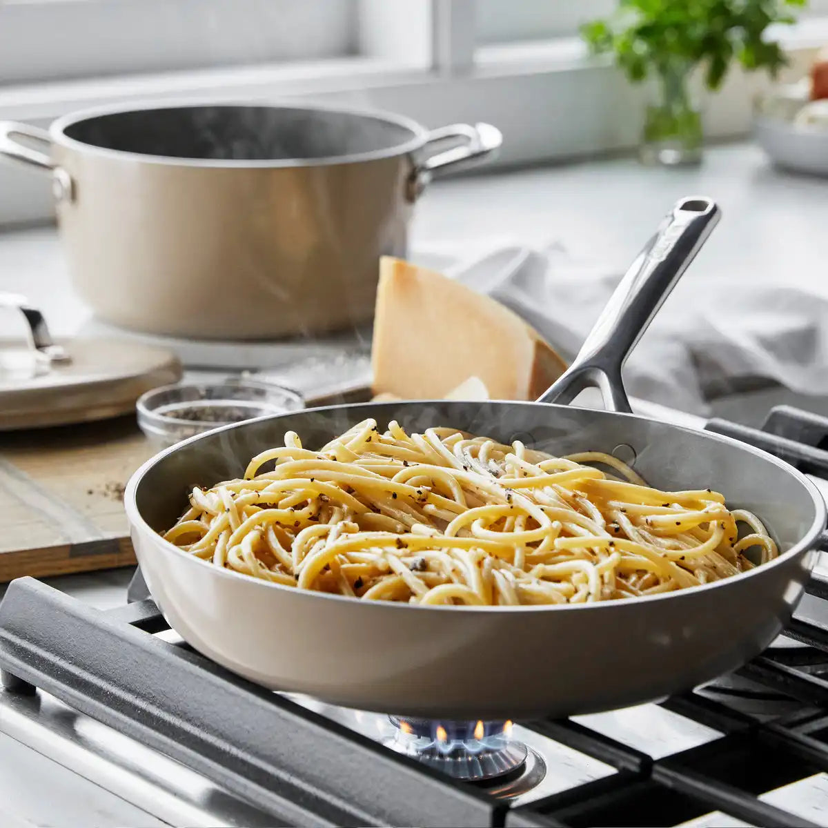 GP5 Colors Ceramic Nonstick 11-Piece Cookware Set with Mirror Handles | Taupe