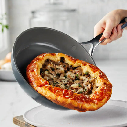 GP5 Colors Ceramic Nonstick 9.5" and 11" Frypan Set with Mirror Handles | Slate