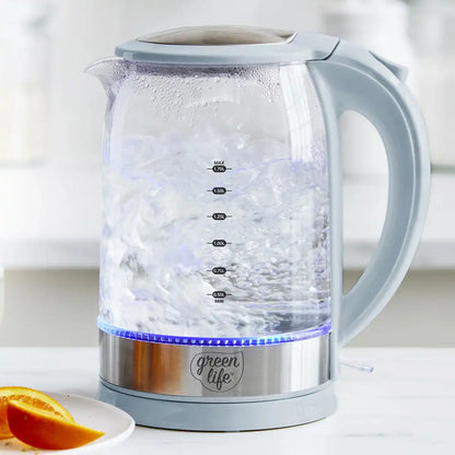 GreenLife Qwik & EZ Glass Kettle | Blue Haze