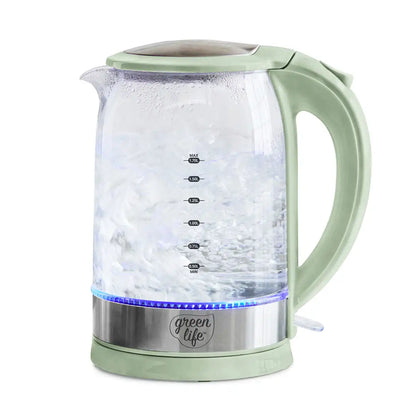 GreenLife Qwik & EZ Glass Kettle | Sage Green