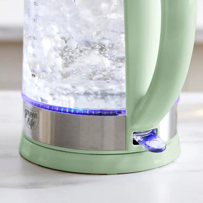 GreenLife Qwik & EZ Glass Kettle | Sage Green