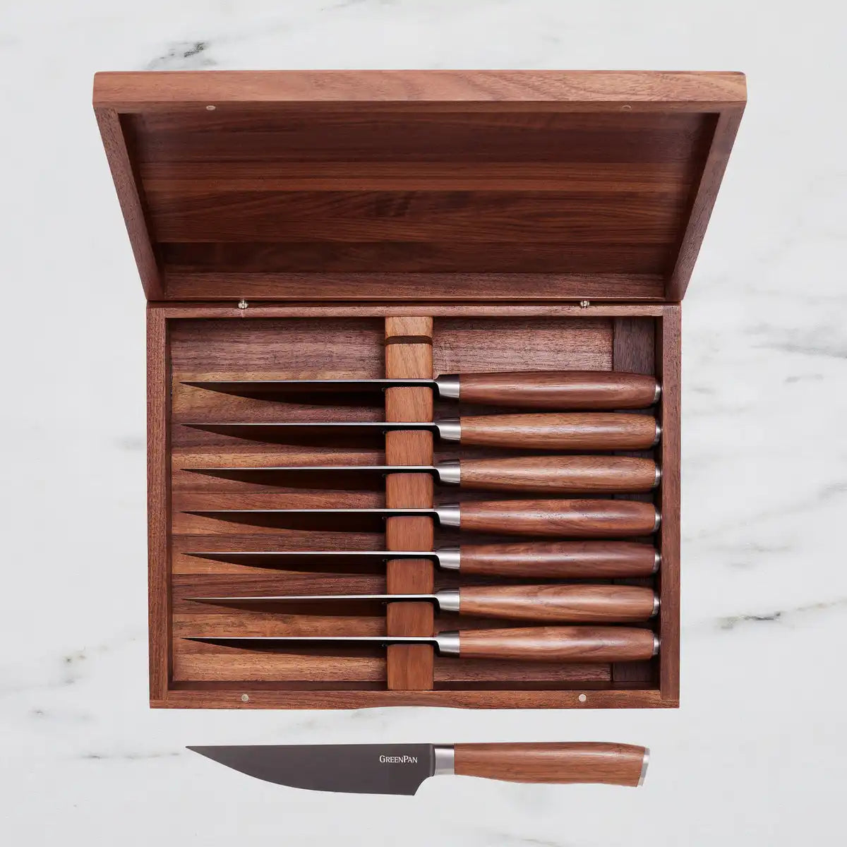Premiere Titanium Cutlery 8-Piece Steak Knife Set with Walnut Handles