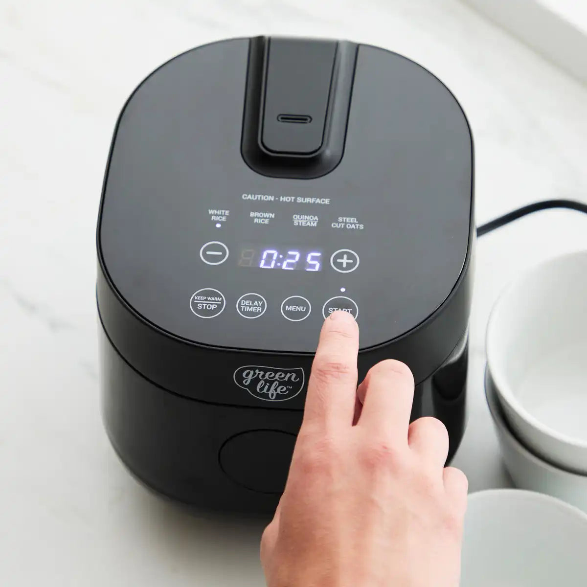 GreenLife 4-Cup Rice & Grains Cooker | Black