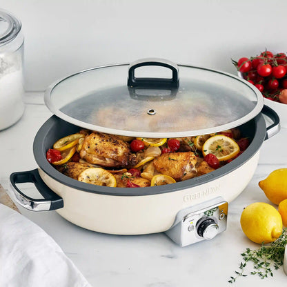 Elite 5.5-Quart Oval Electric Skillet | Cream