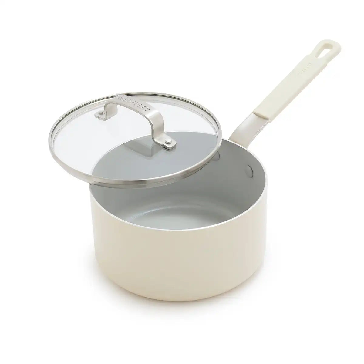 Bobby Flay by GreenPan Professional Ceramic Nonstick 2.53-Quart Saucepan with Lid | Cream