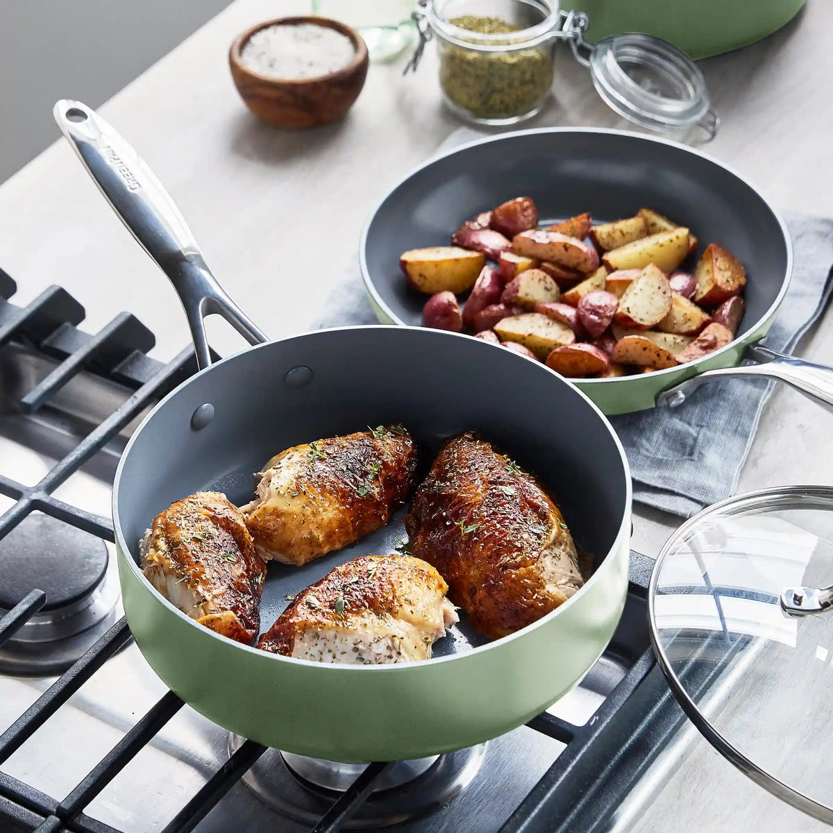 Valencia Pro Ceramic Nonstick 11-Piece Cookware Set | Sage