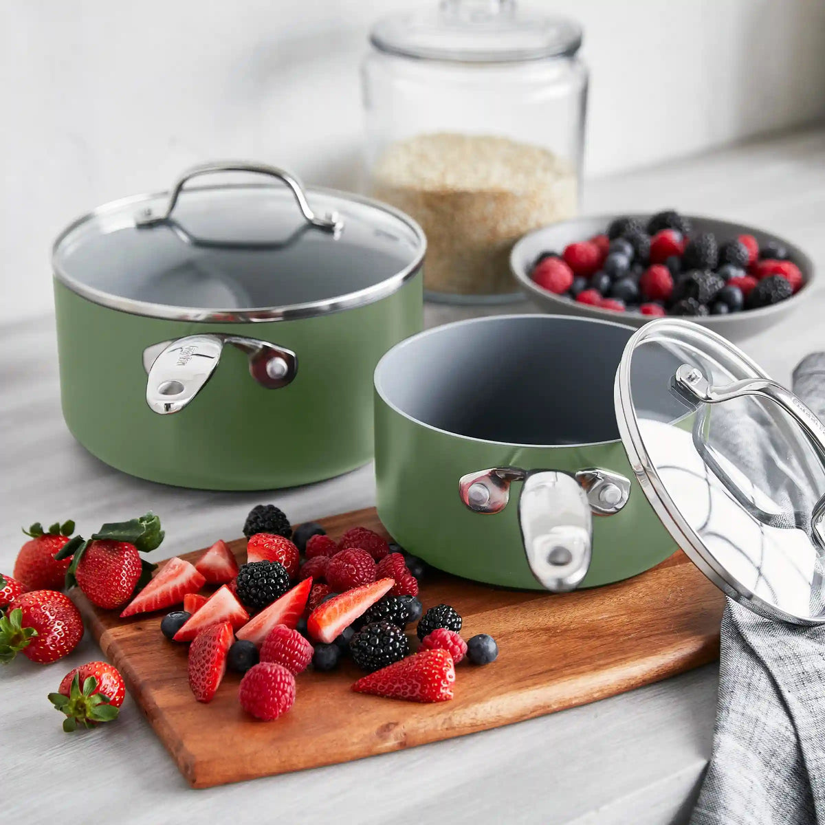 Valencia Pro Ceramic Nonstick 19-Piece Cookware Set | Sage