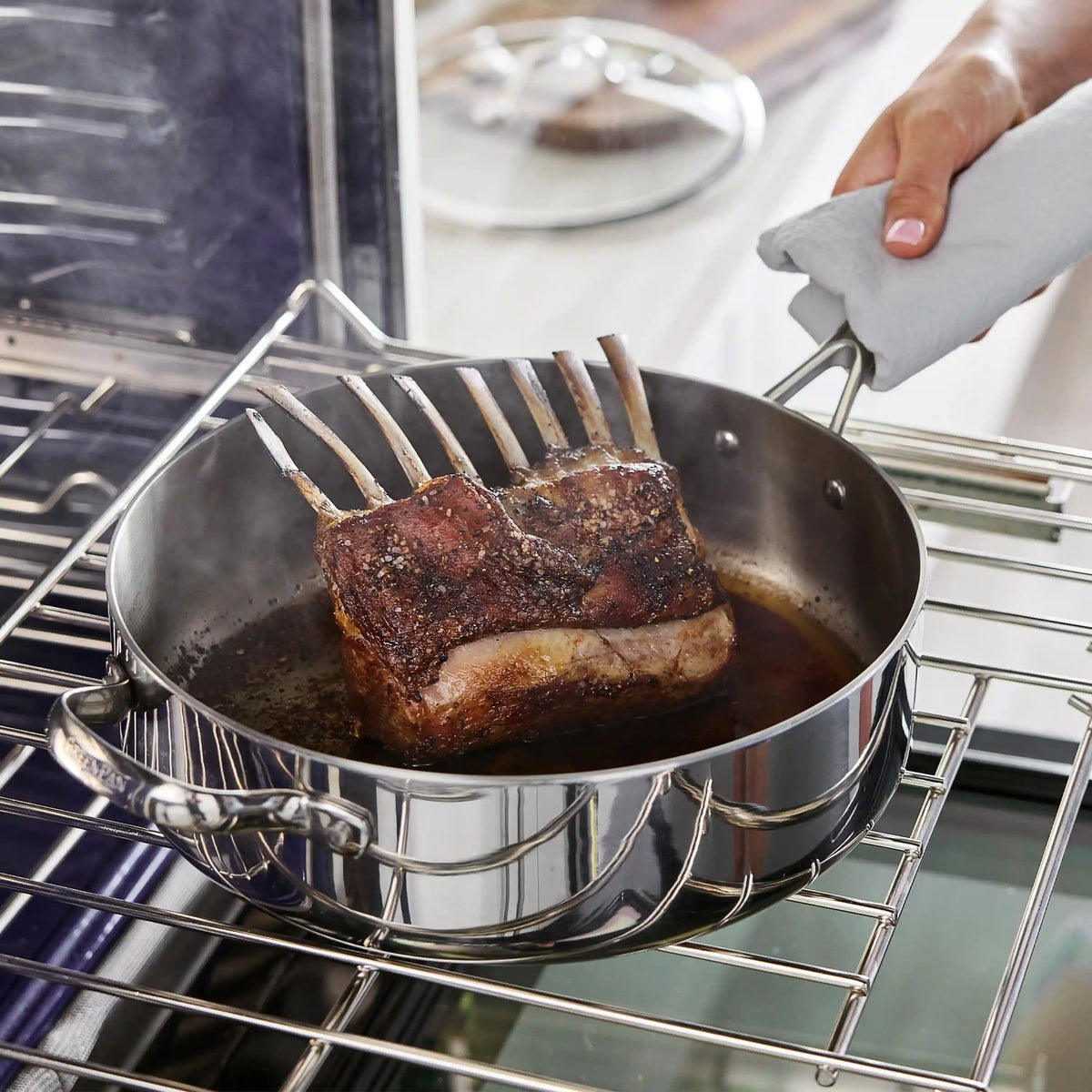 Valencia Pro Stainless Steel Uncoated 5-Quart Sauté Pan with Lid