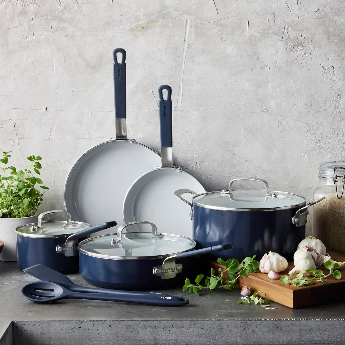Bobby Flay by GreenPan Professional Ceramic Nonstick 10-Piece Cookware Set | Oxford Blue
