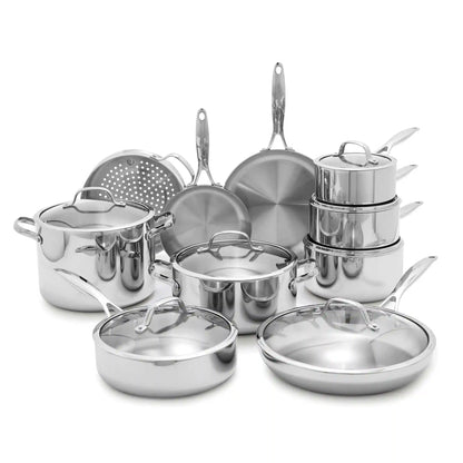 Valencia Pro Stainless Steel Uncoated 17-Piece Cookware Set