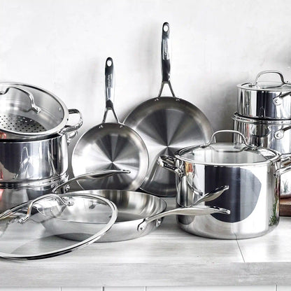 Valencia Pro Stainless Steel Uncoated 17-Piece Cookware Set
