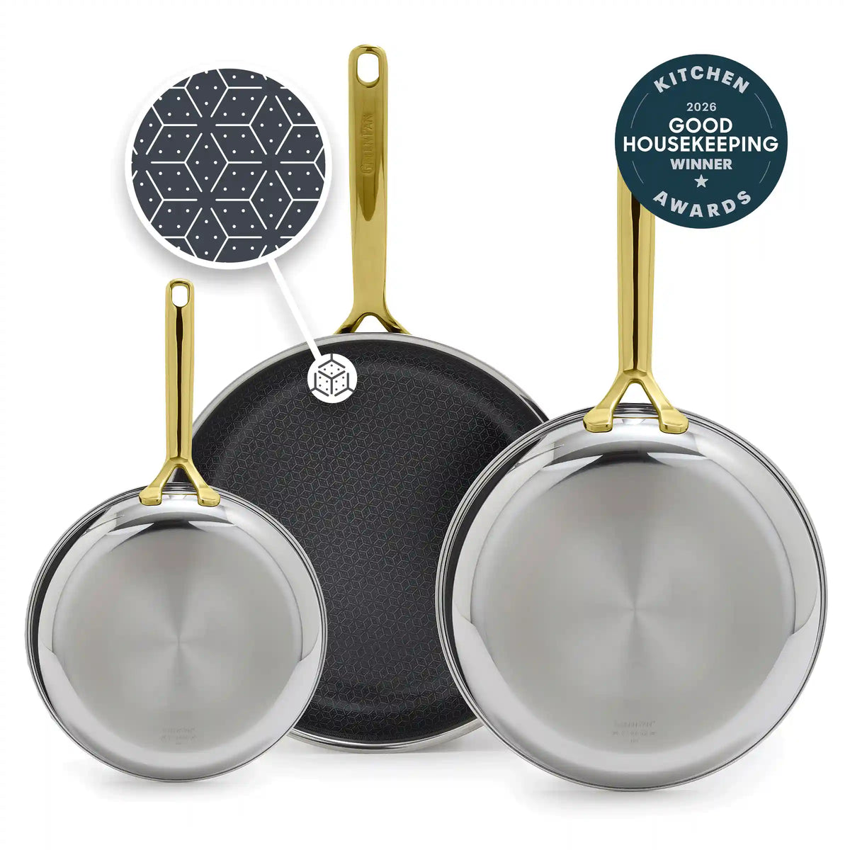 Spectra Gold Thermobond Hybrid Ceramic Nonstick 8", 10" and 12" Frypan Set