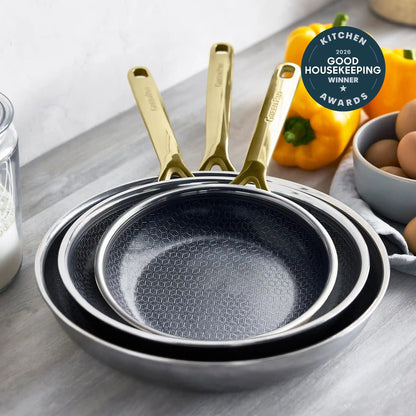 Spectra Gold Thermobond Hybrid Ceramic Nonstick 8", 10" and 12" Frypan Set