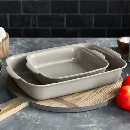 Premiere Ovenware Ceramic Nonstick 2-Piece Cake Pan Set | Taupe