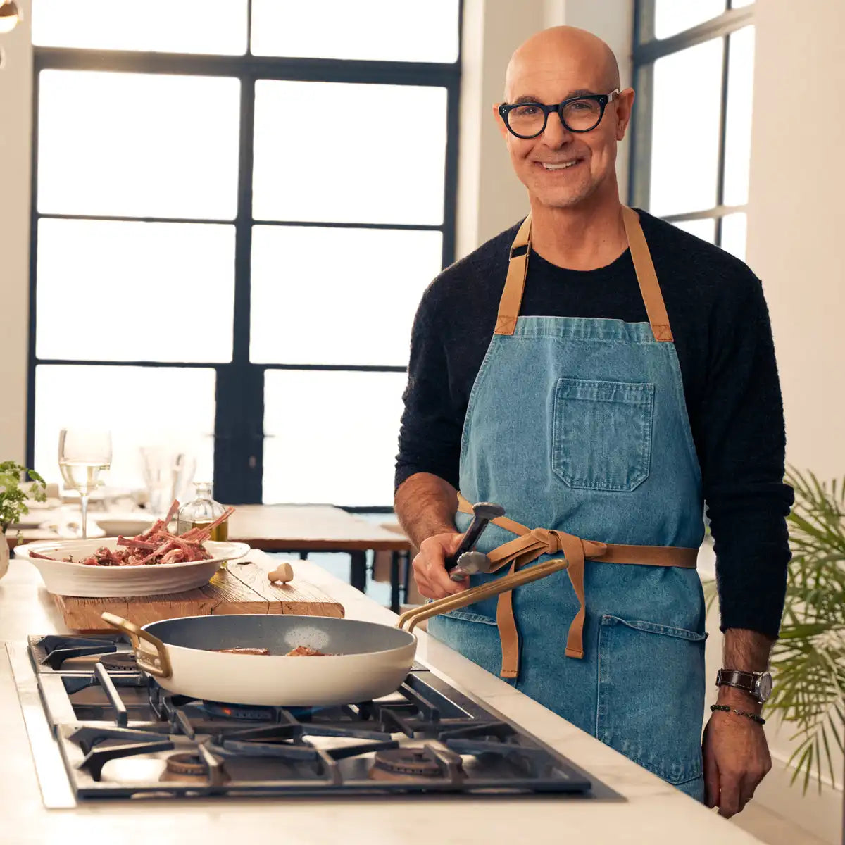 Stanley Tucci™ Ceramic Nonstick 4-Piece Frypan Set | Carrara White