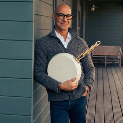 Stanley Tucci™ Ceramic Nonstick 12" Frypan with Lid | Carrara White